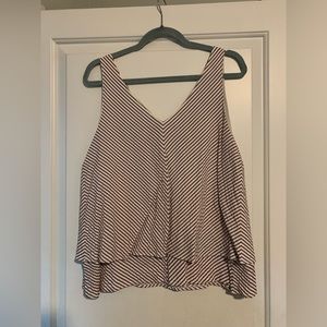 Loft red and white striped tank top